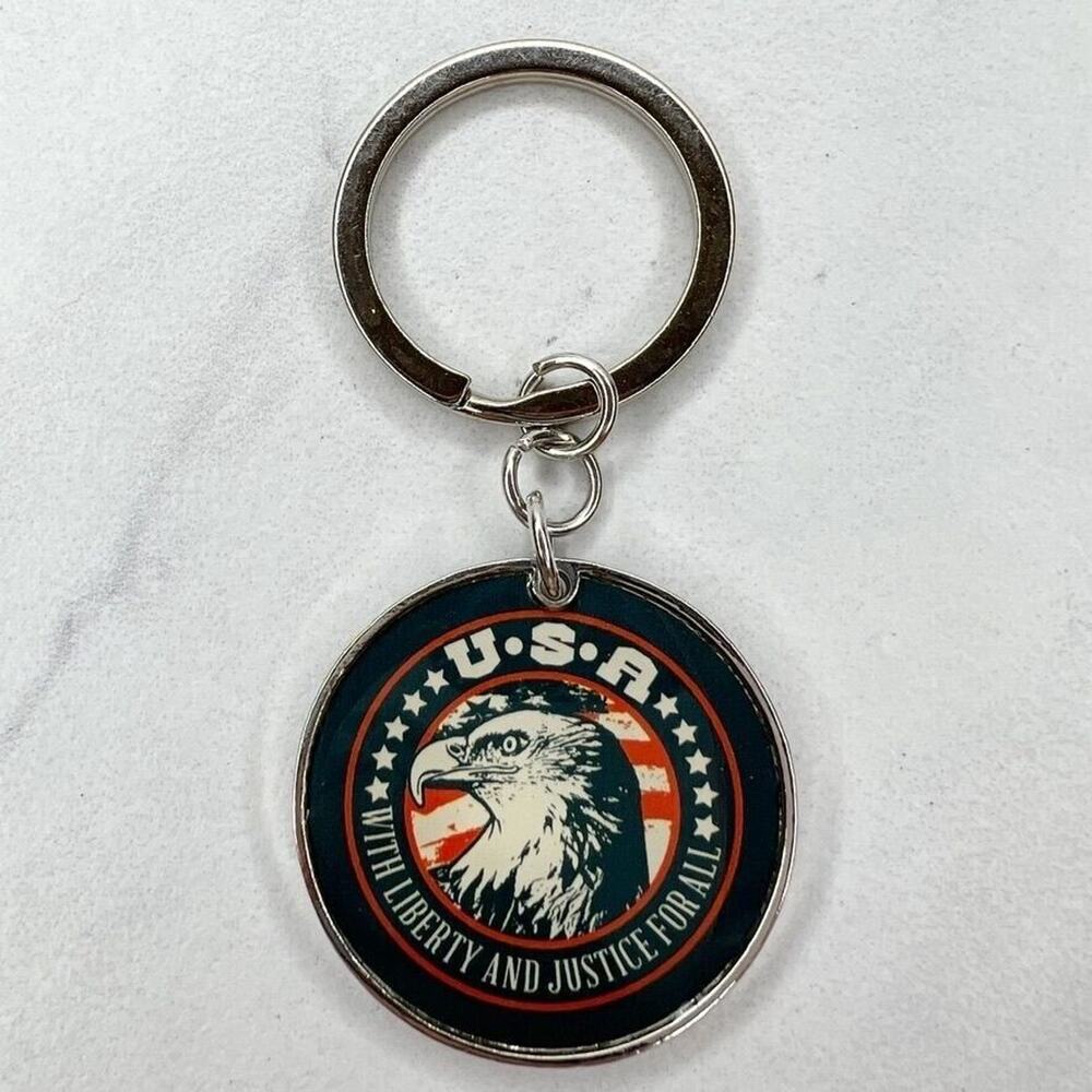 USA With Liberty and Justice for All Eagle Keychain Keyring